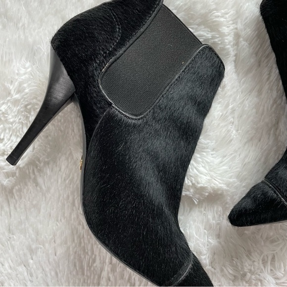 Tory Burch | Stiletto Black Bovine Hair Booties, Leather Lining, size 8 1/2 - Picture 3 of 13